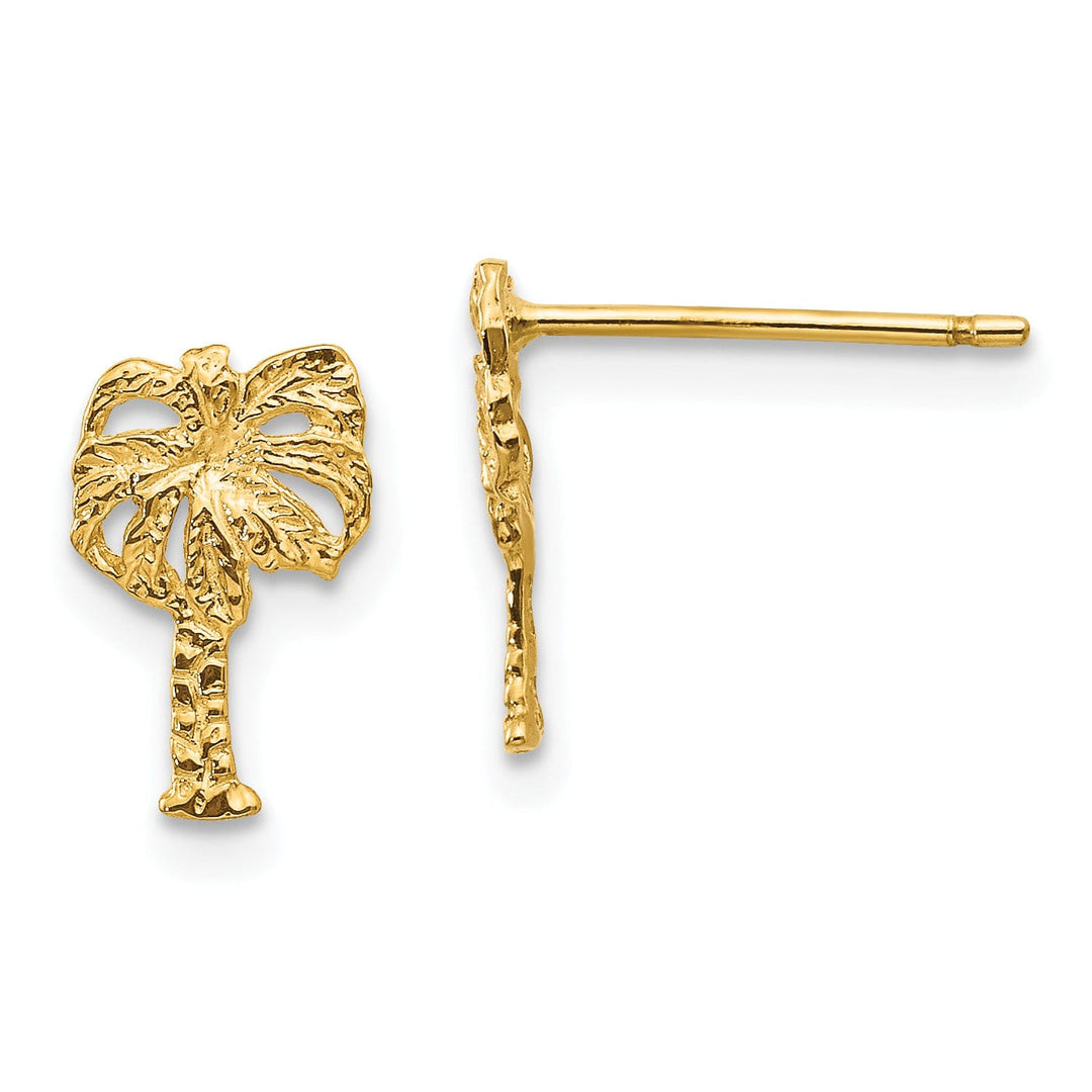 14k Yellow Gold Palm Tree Post Earrings