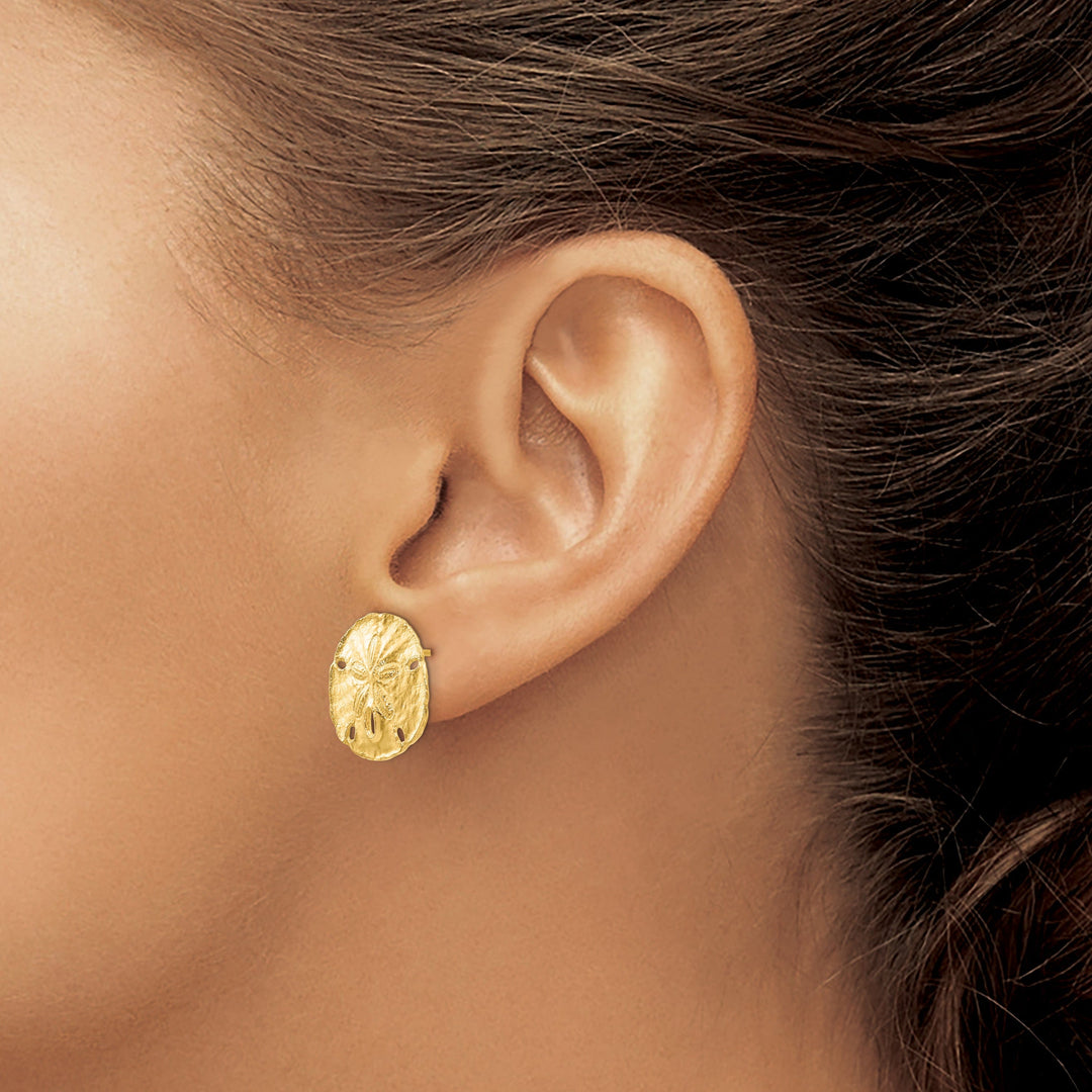 14k Yellow Gold Large Sanddollar Post Earrings