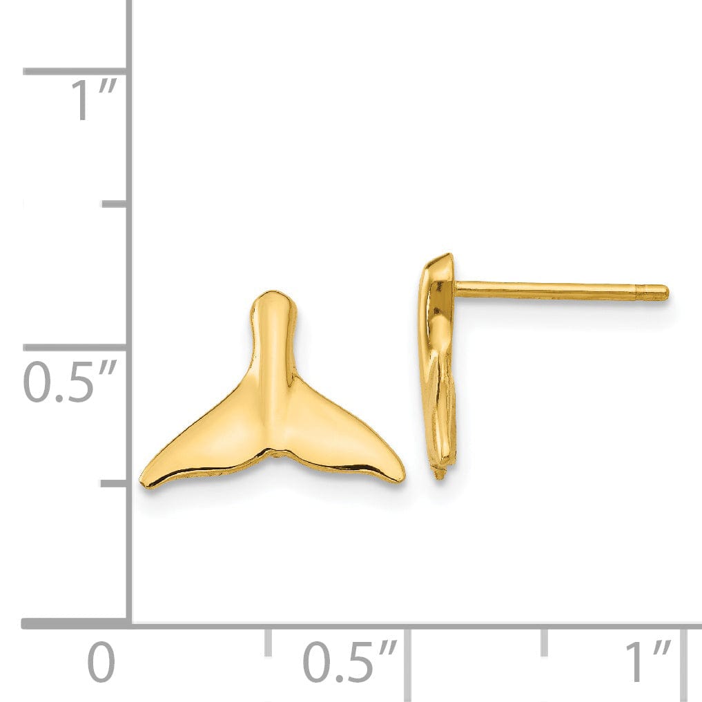 14k Yellow Gold Whale Tail Post Earrings