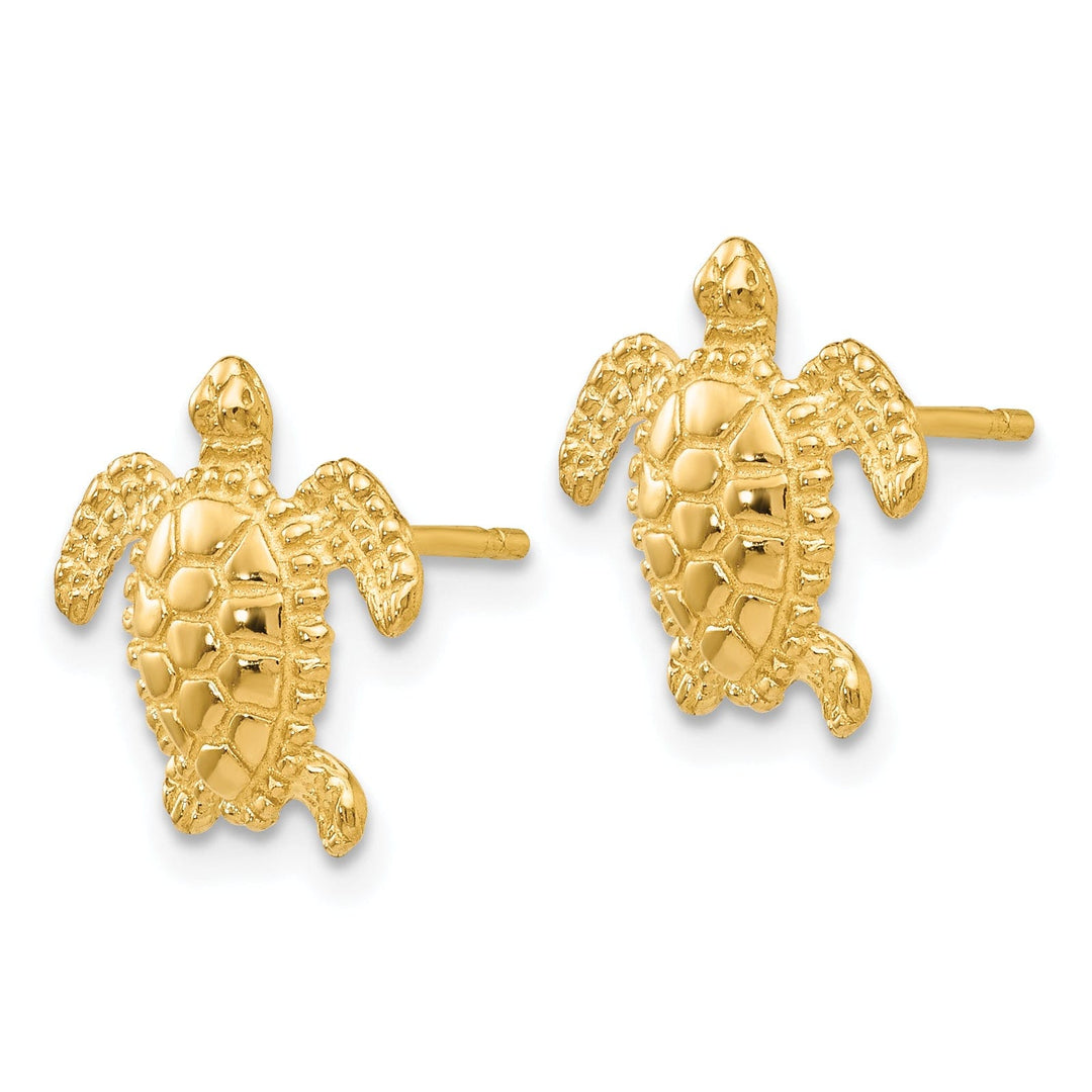 14k Yellow Gold Sea Turtle Post Earring
