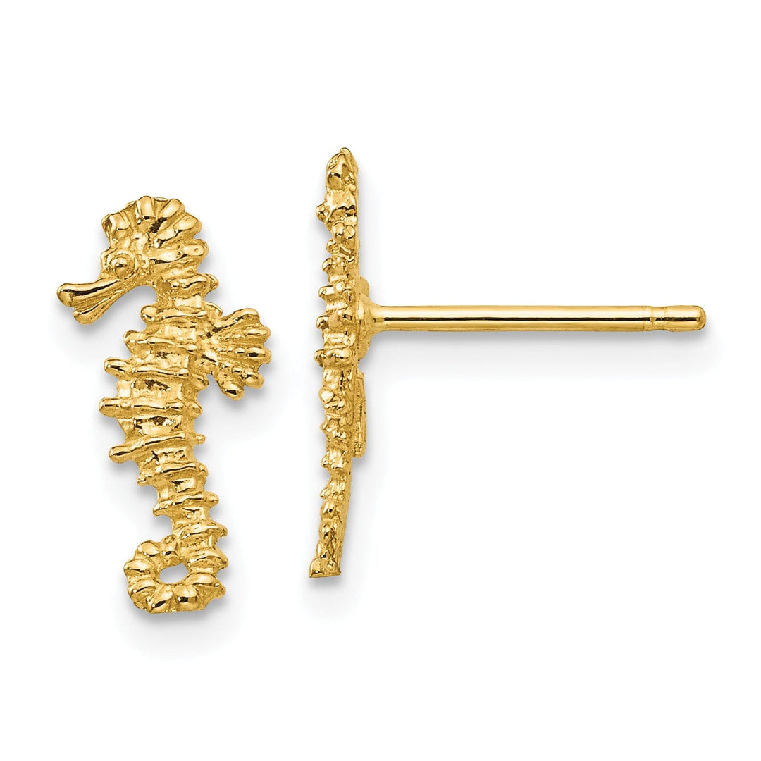 14k Yellow Gold Mini Seahorse Post Earrings