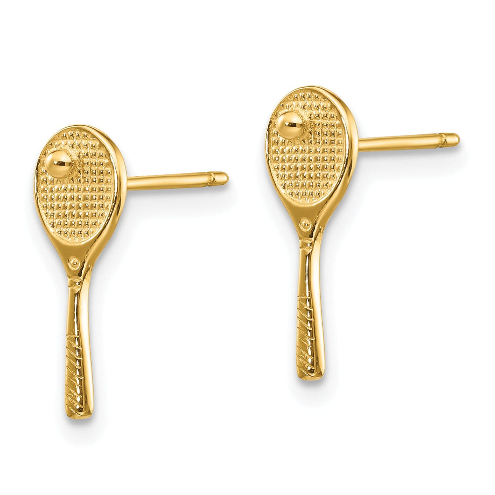14k Yellow Gold Mini Tennis Racquet With Ball Post
