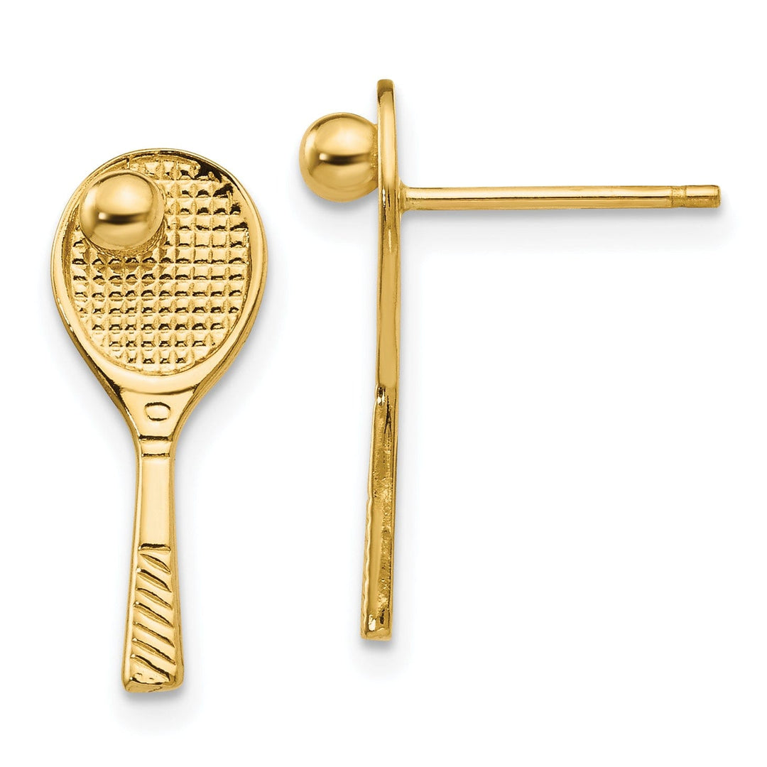 14k Yellow Gold Tennis Racquet Ball Post Earring