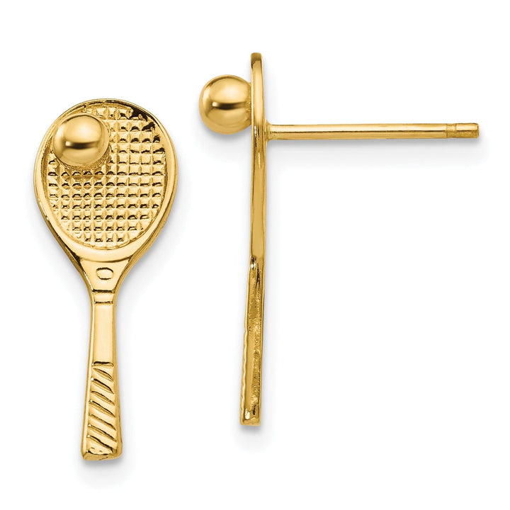 14k Yellow Gold Tennis Racquet Ball Post Earring