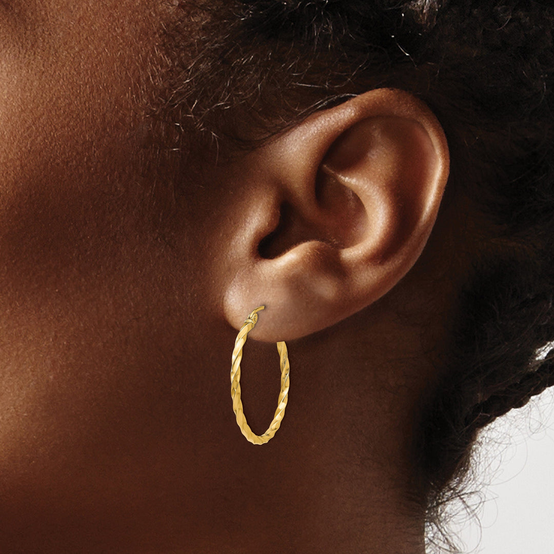 14k Yellow Gold Twist Polished Hoop Earring