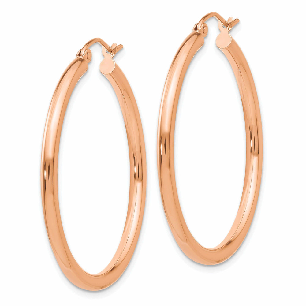 14k Rose Gold 2.5MM Polished Hoop Earrings