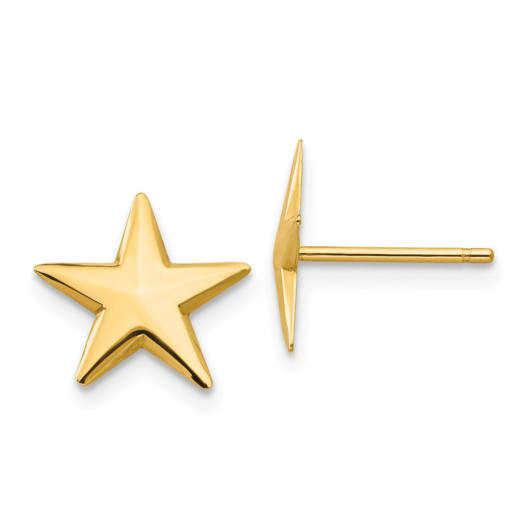 14k Yellow Gold Nautical Star Post Earrings