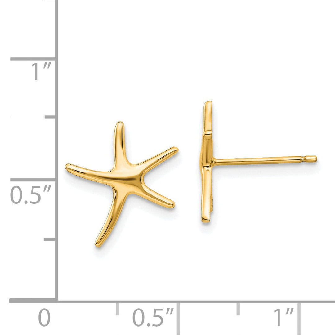 14k Yellow Gold Starfish Post Earrings