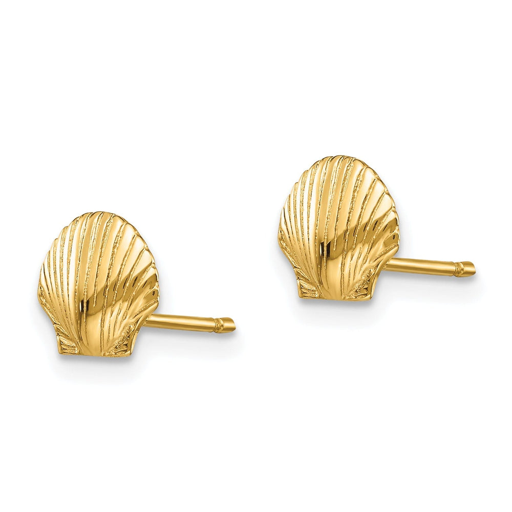 14k Yellow Gold Mini Scallop Shell Post Earrings