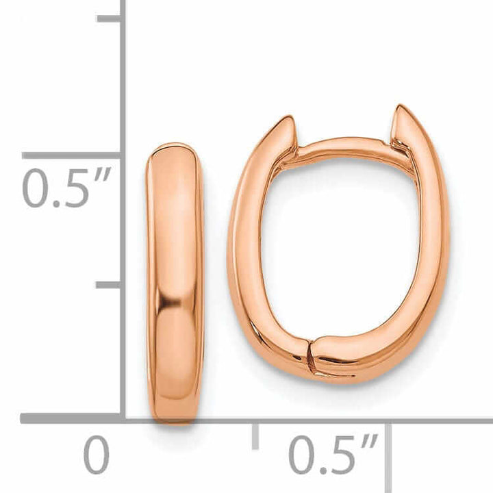 14k Rose Gold Polished Oval Shape Design Hoop Earrings