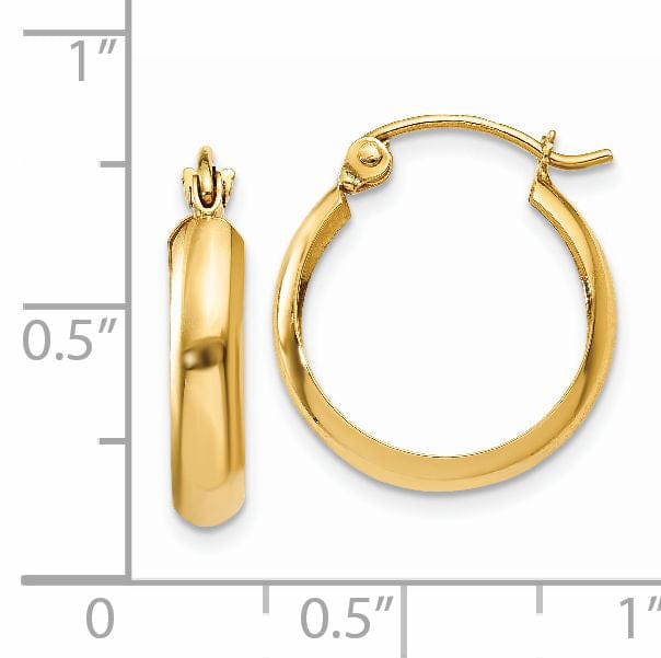 14k Yellow Gold Polished 3.5MM Hoop Earrings