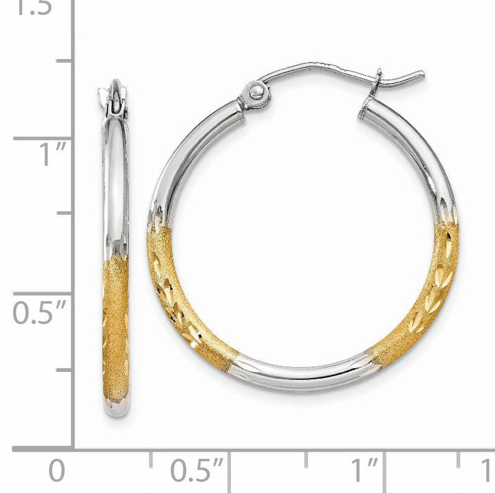 14k Yellow Gold Rhodium 2MM Satin D.C Hoop Earring