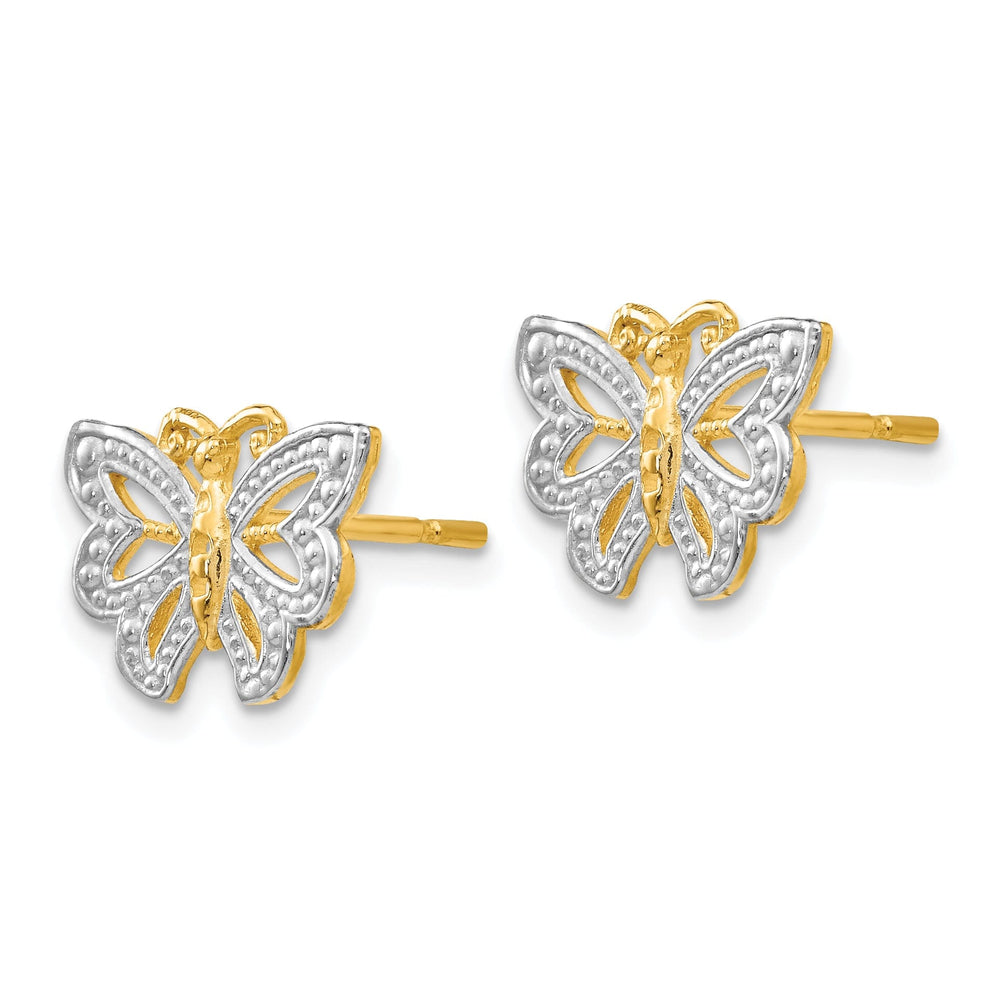 14k Two-tone Gold Butterfly Post Earrings