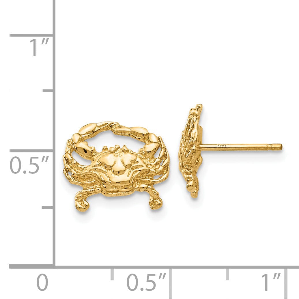 14k Yellow Gold Crab Post Earrings