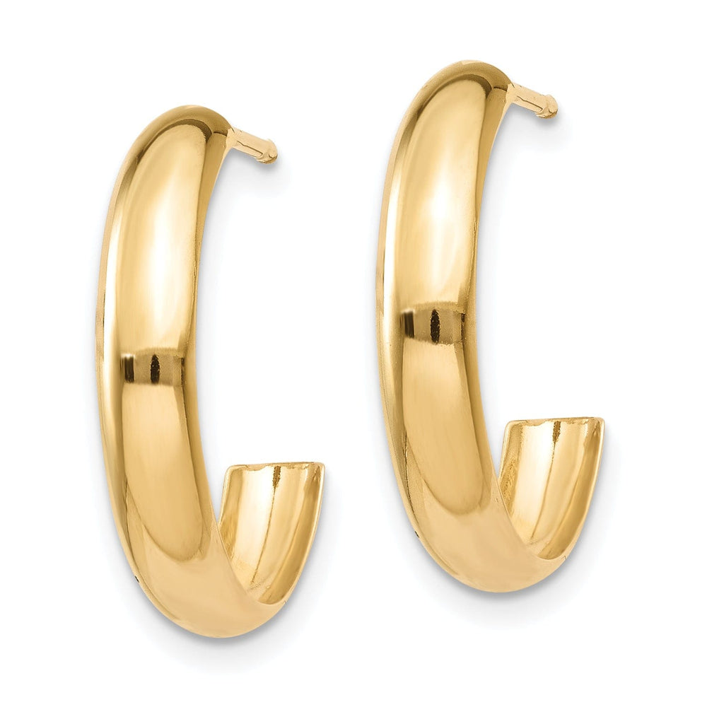 14k Yellow Gold Polished 3.5MM Thickness J-Hoop Earrings