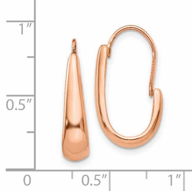 14k Rose Gold Polished Tapered J-Hoop Wire Earring