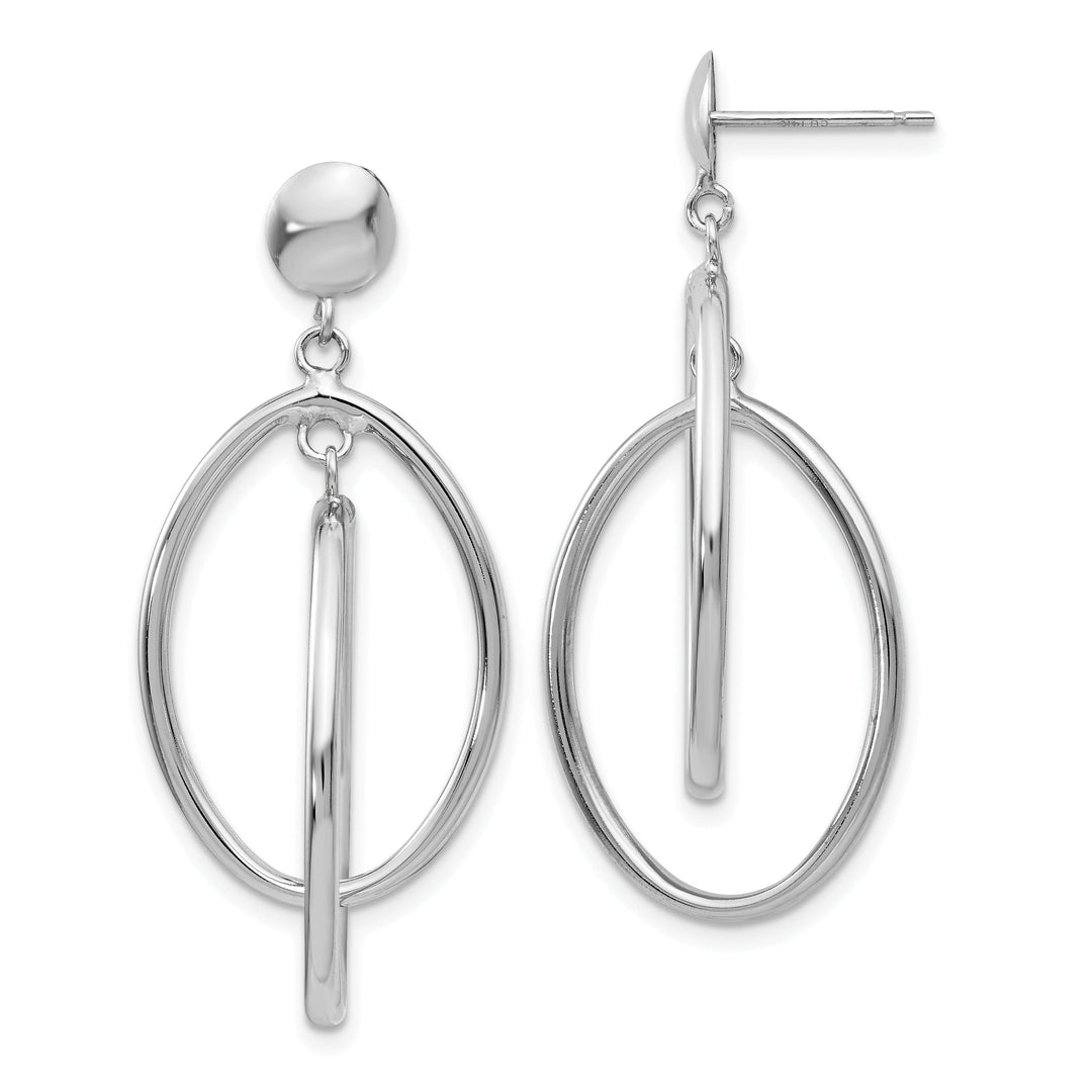14k White Gold Polished Double Oval Post Earrings