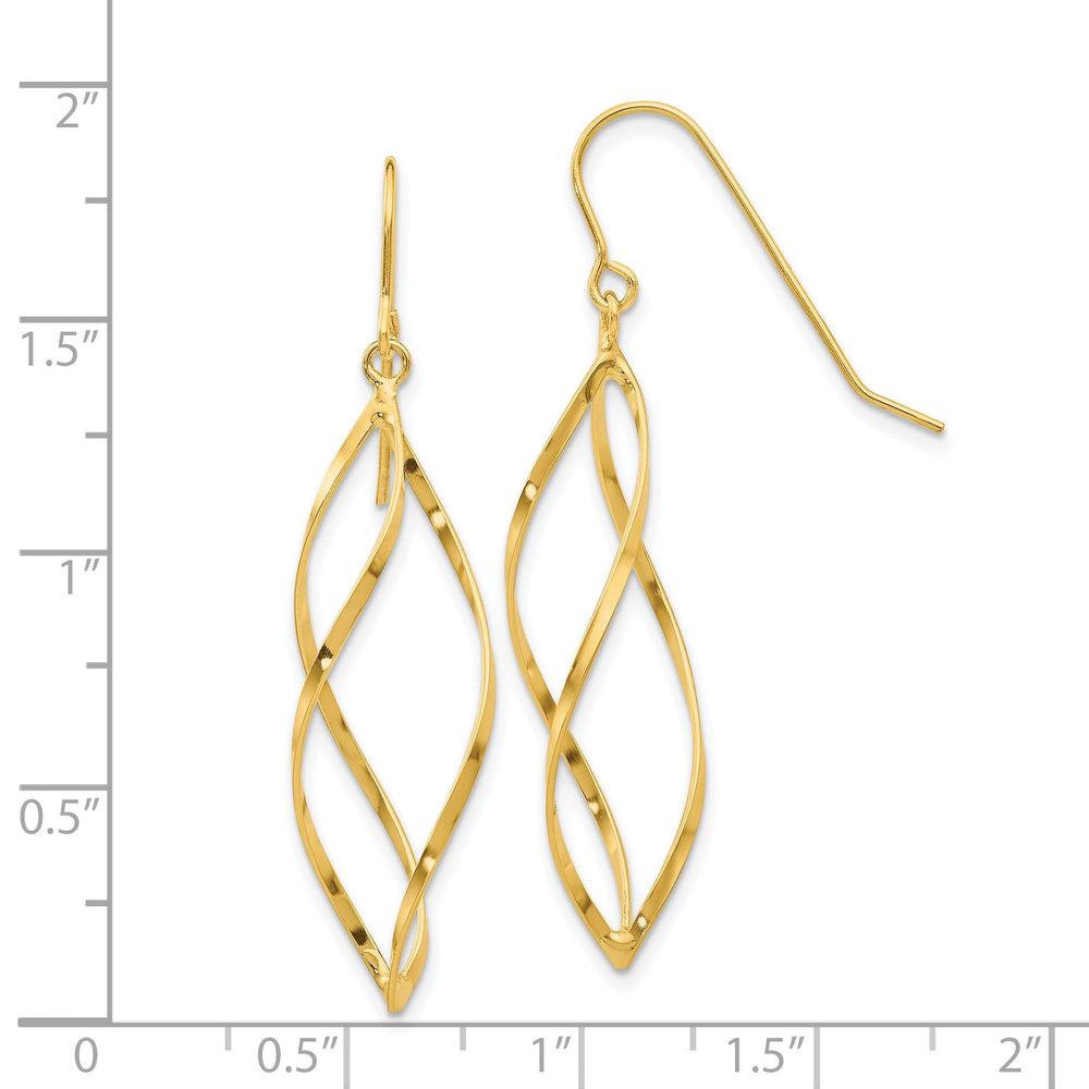 14k Yellow Gold Polished Swirl Dangle Earrings