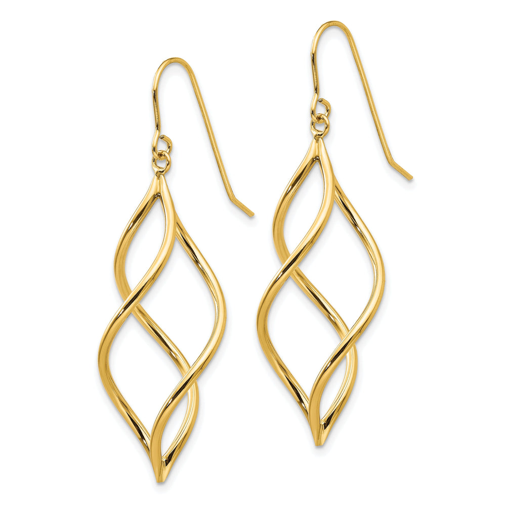 14k Yellow Gold Polished Swirl Dangle Earrings