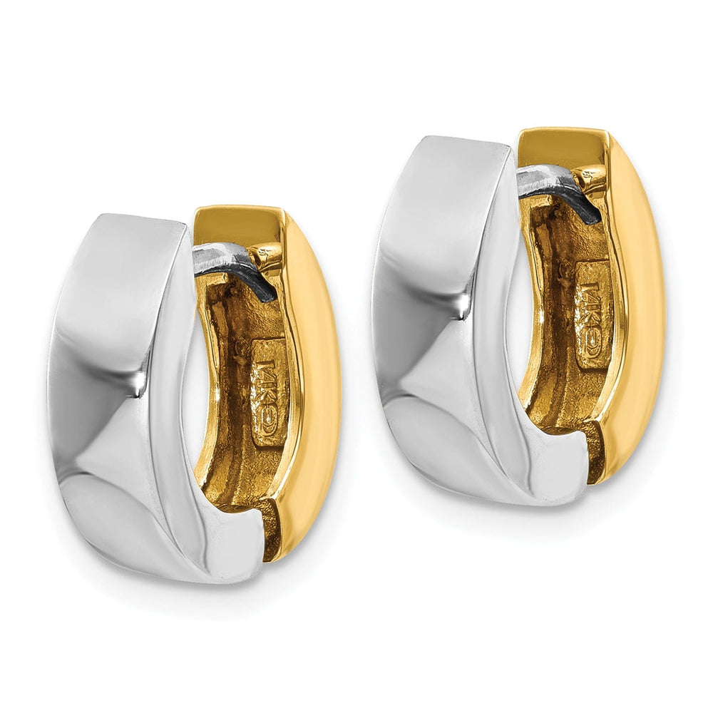 14k Two-tone Gold Polished Hinged Hoop Earrings
