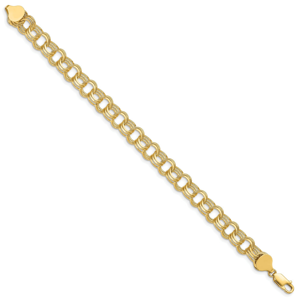 14k Yellow Gold Triple Link Charm Bracelet