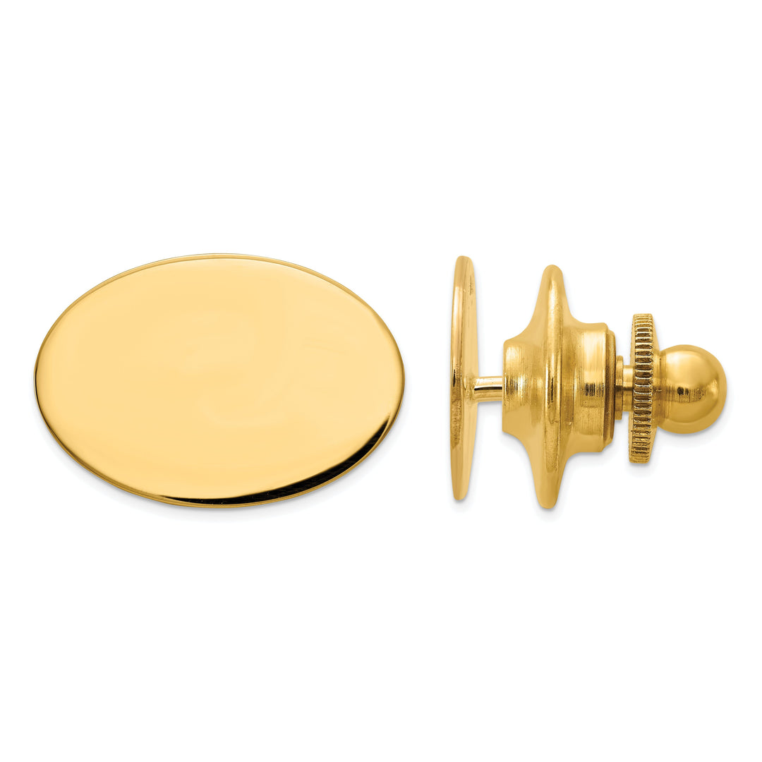 14k Yellow Gold Solid Oval Design Tie Tac