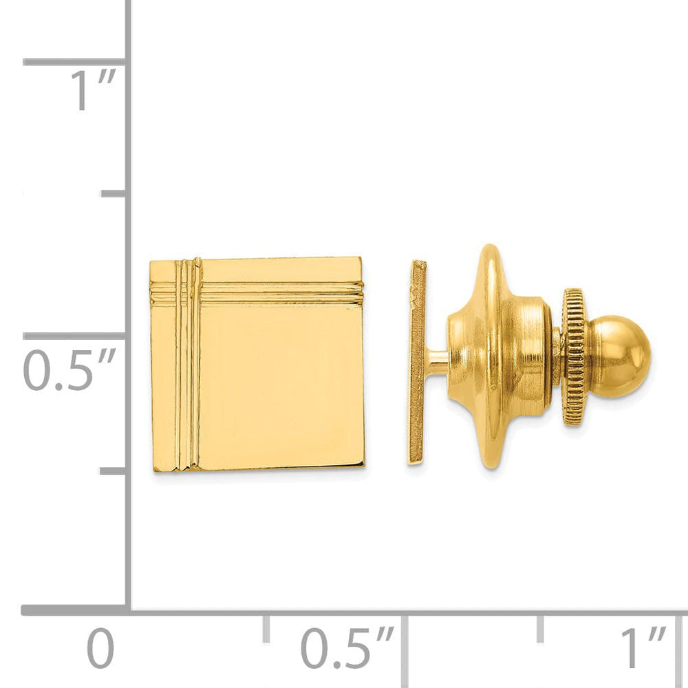14k Yellow Gold Solid Square Design Tie Tac