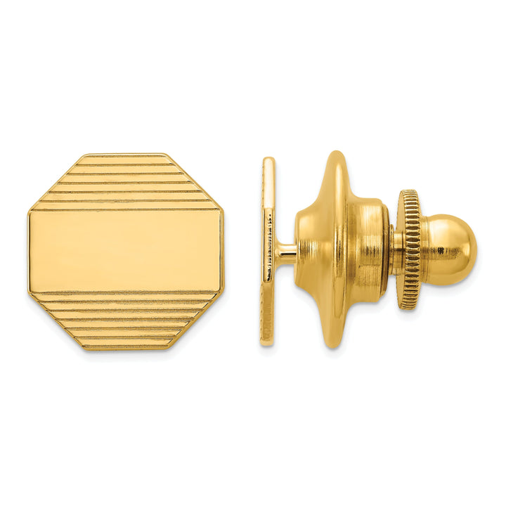 14k Yellow Gold Solid Octagon Design Tie Tac