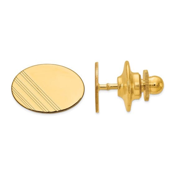 14k Yellow Gold Solid Oval Design Tie Tac.