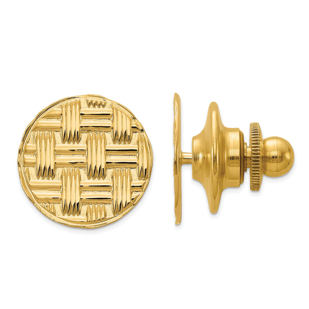 14k Yellow Gold Solid Round Design Tie Tac.