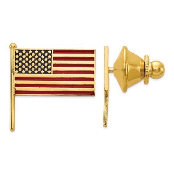 14k Yellow Gold Solid U.S.A Flag Tie Tac.