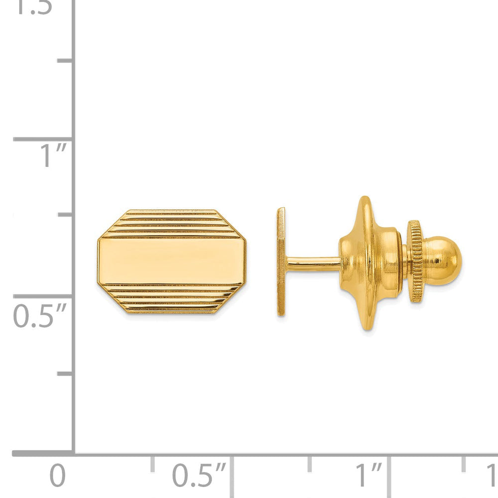 14k Yellow Gold Solid Octagon Rectangle Tie Tac.