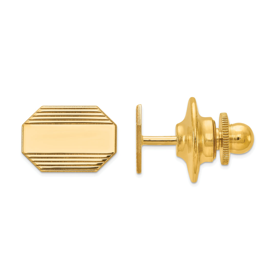 14k Yellow Gold Solid Octagon Rectangle Tie Tac.