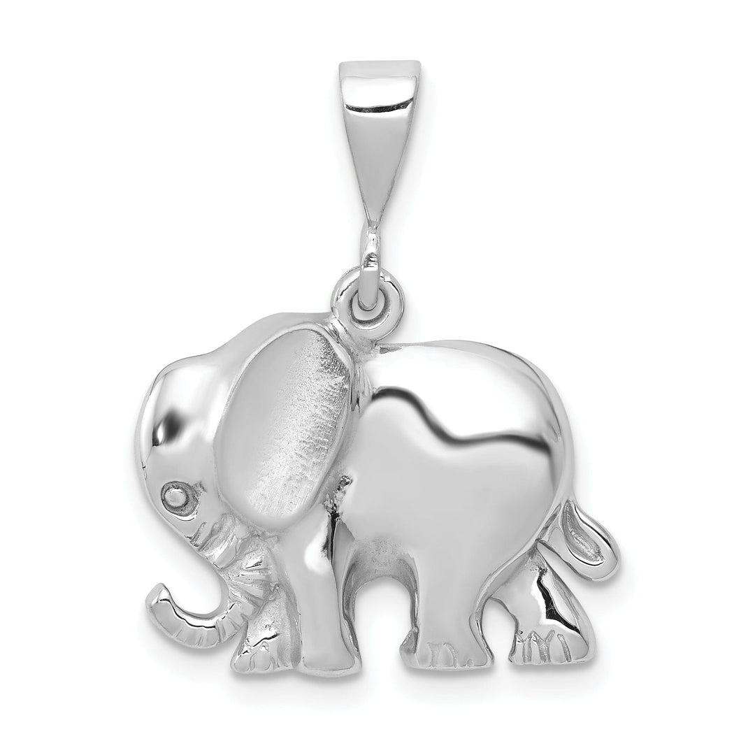 14k White Gold Polished Finish Mens Elephant Charm Pendant