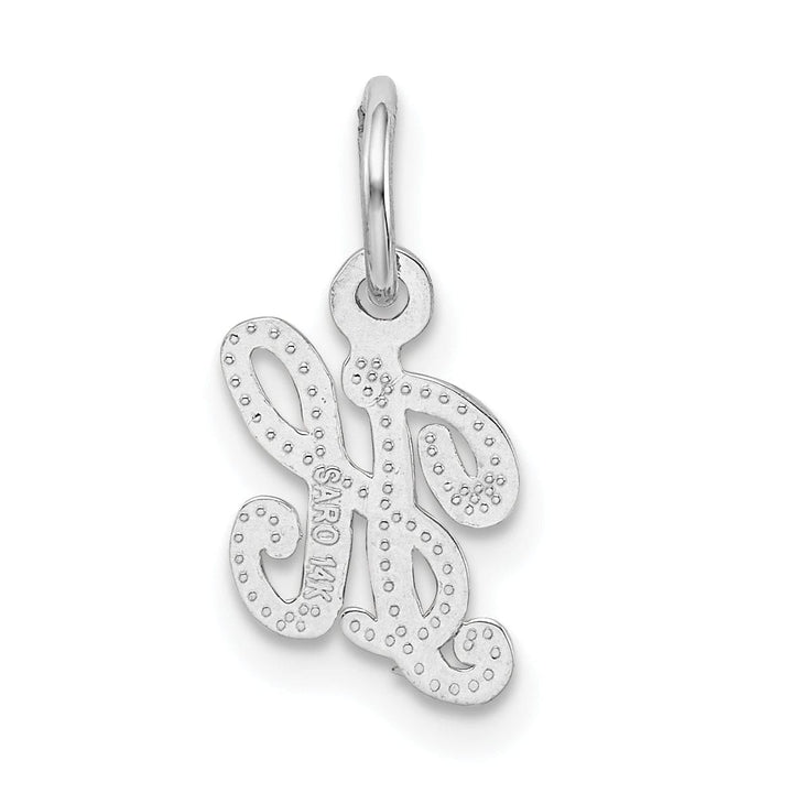 14K White Gold Small Size Casted Script Design Letter H Initial Charm Pendant