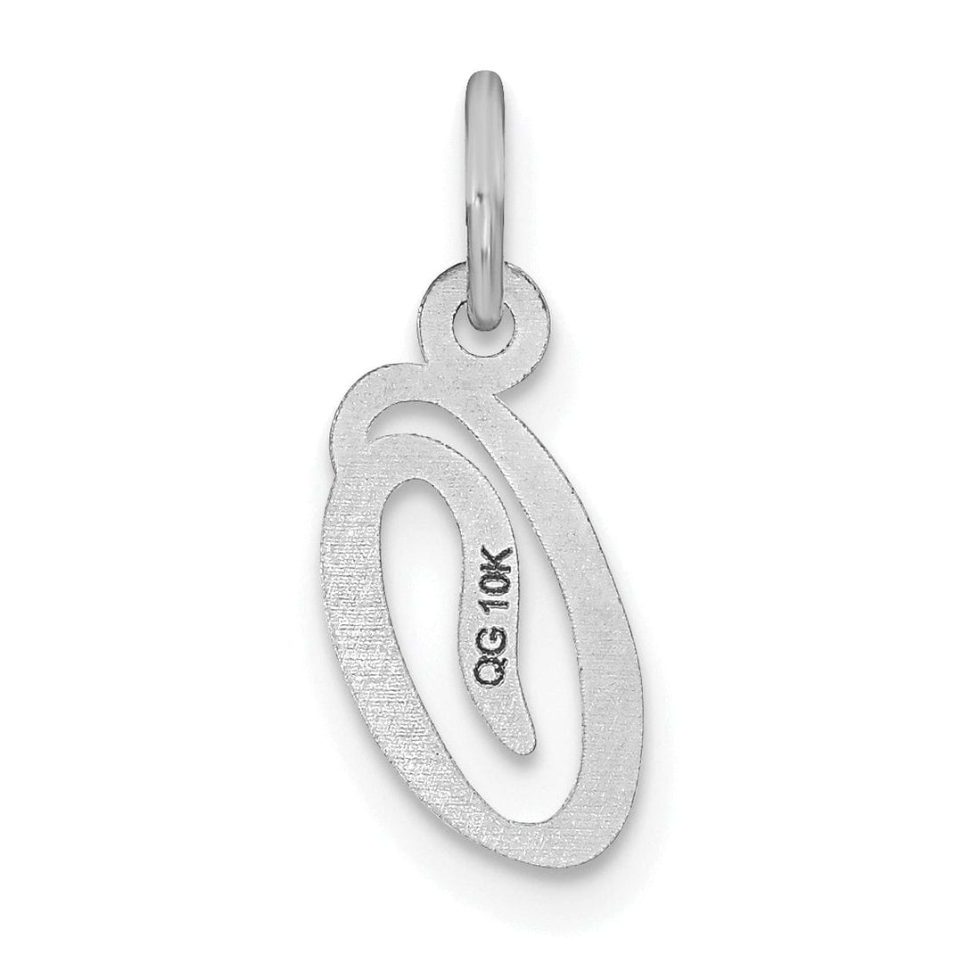 14K White Gold Small Size Casted Script Design Letter O Initial Charm Pendant