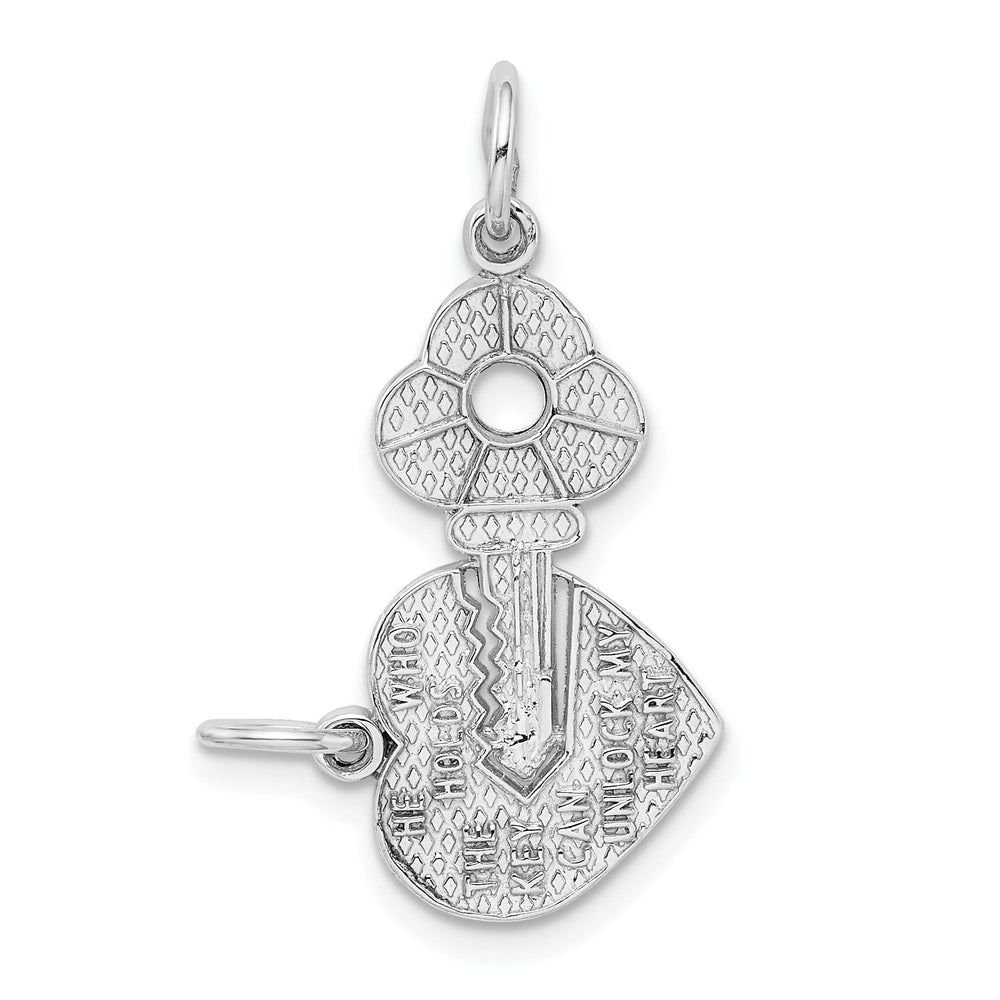 14K White Gold 2-Piece Break Apart HE WHO HOLDS THE KEY CAN UNLOCK MY HEART Charm
