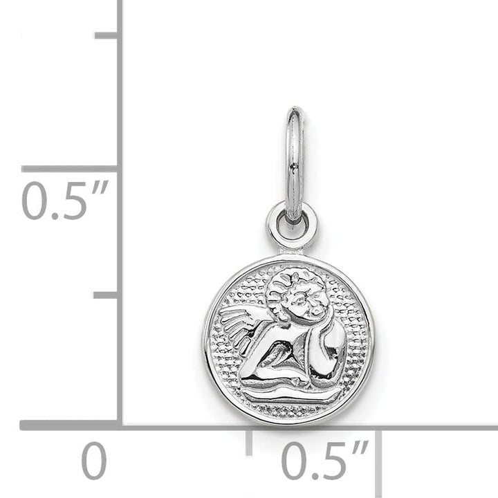 Solid 14k White Gold Small Angel Medal Pendant
