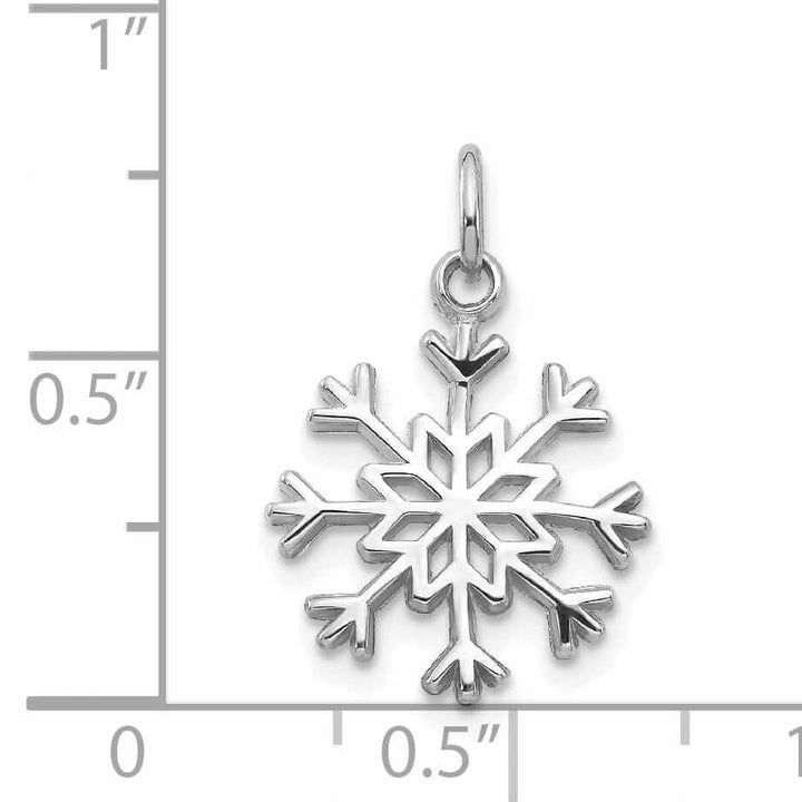 14 White Gold Polished Snowflake Charm Pendant