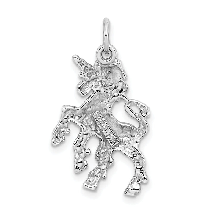 14k White Gold Open Back Polished Finish Unicorn Horse Charm Pendant