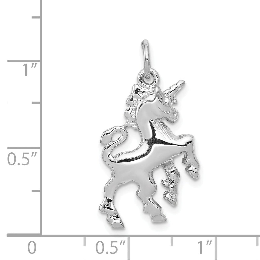 14k White Gold Open Back Polished Finish Unicorn Horse Charm Pendant