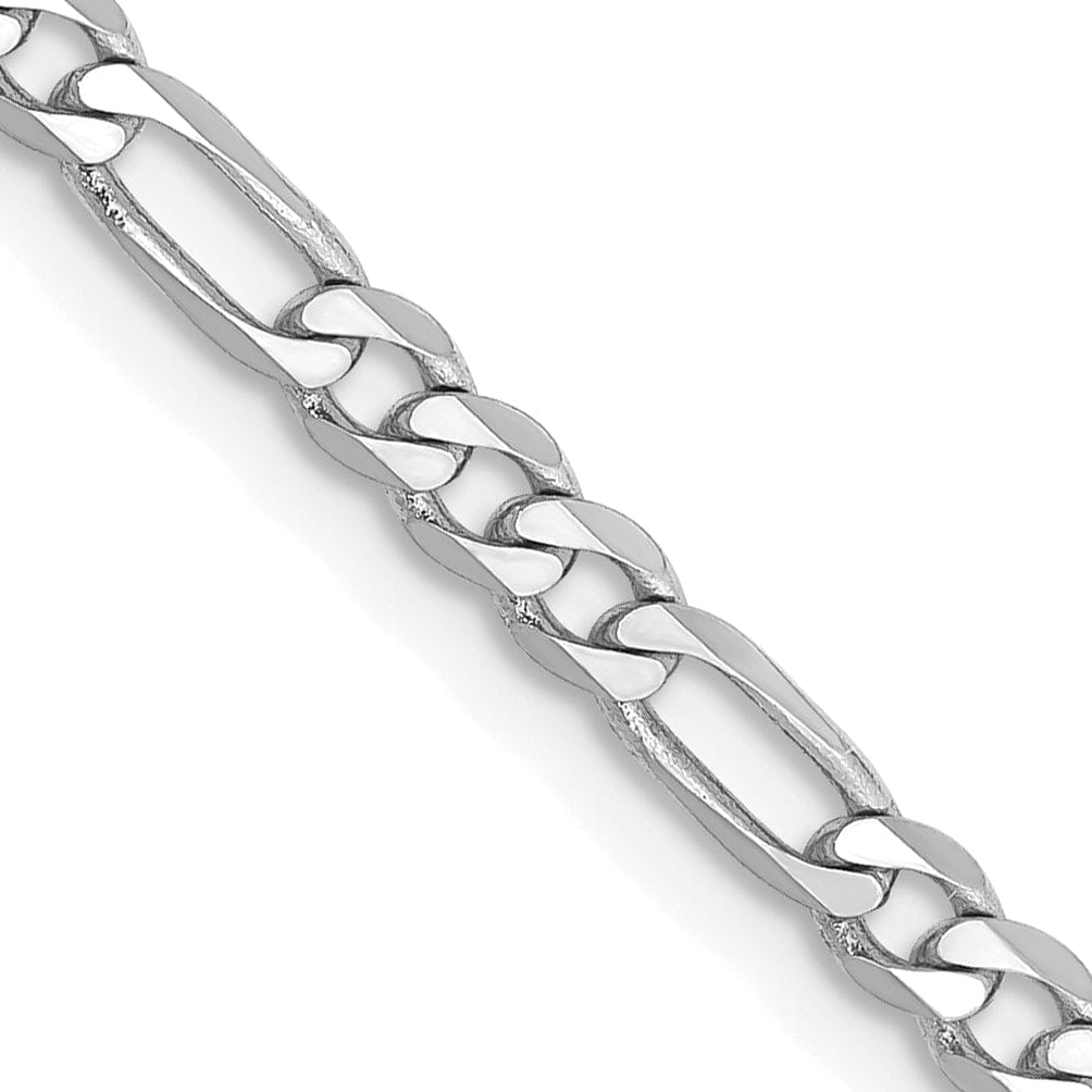 14k White Gold 3.00-mm Flat Solid Figaro Chain
