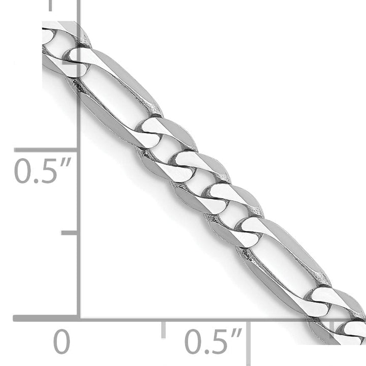14k White Gold 4.00-mm Flat Solid Figaro Chain