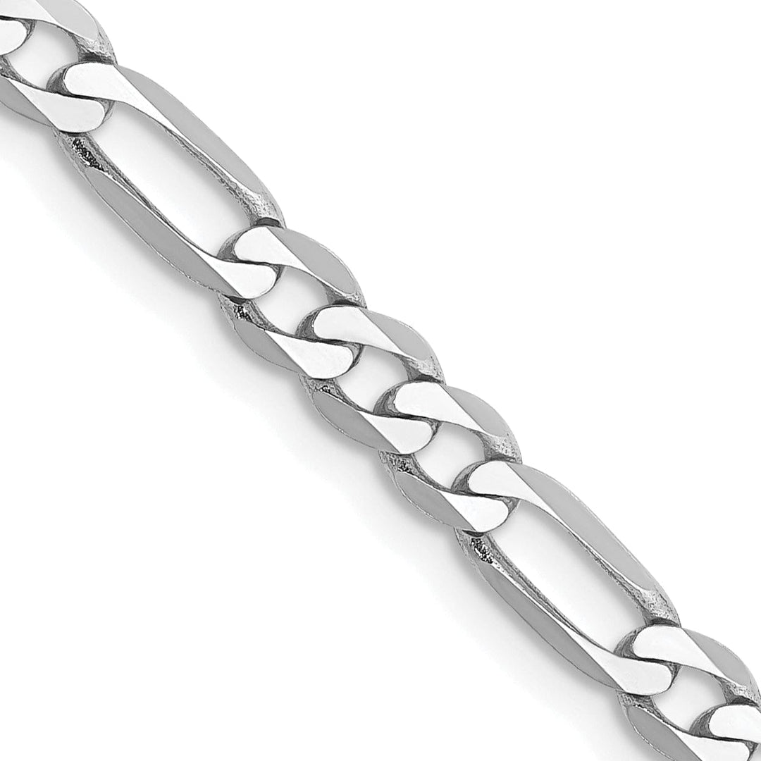 14k White Gold 4.00-mm Flat Solid Figaro Chain