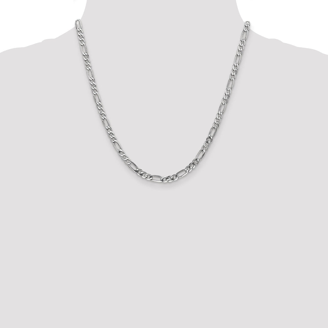 14k White Gold 5.00-mm Flat Solid Figaro Chain