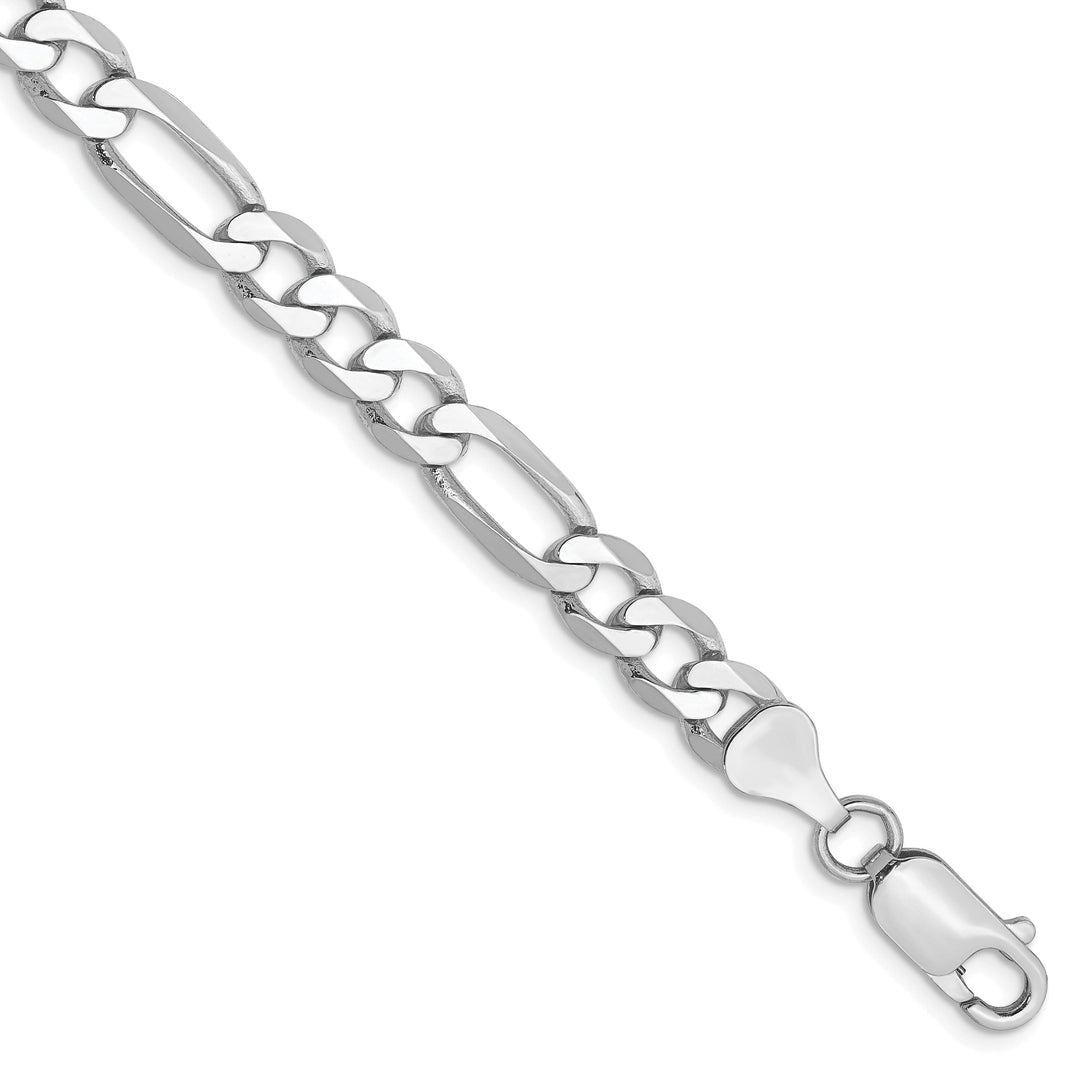 14k White Gold 6.00-mm Flat Solid Figaro Chain