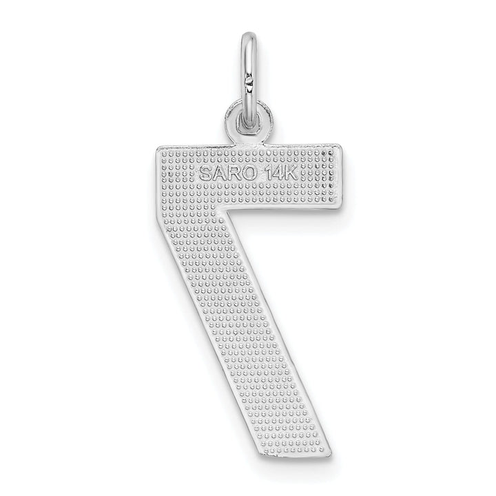 14k White Gold Diamond Cut Finish Large Size Number 7 Charm Pendant