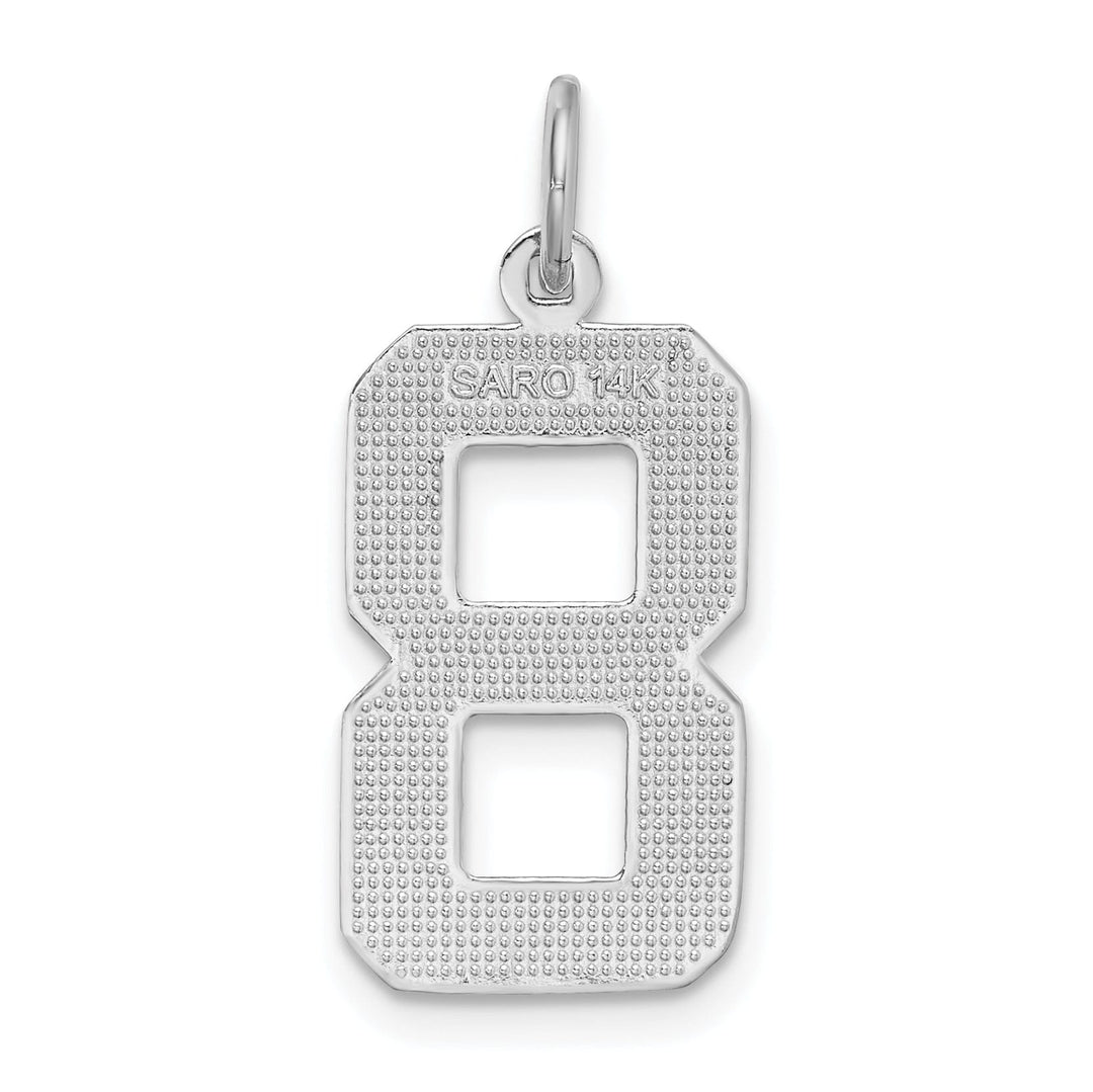 14k White Gold Diamond Cut Finish Large Size Number 8 Charm Pendant
