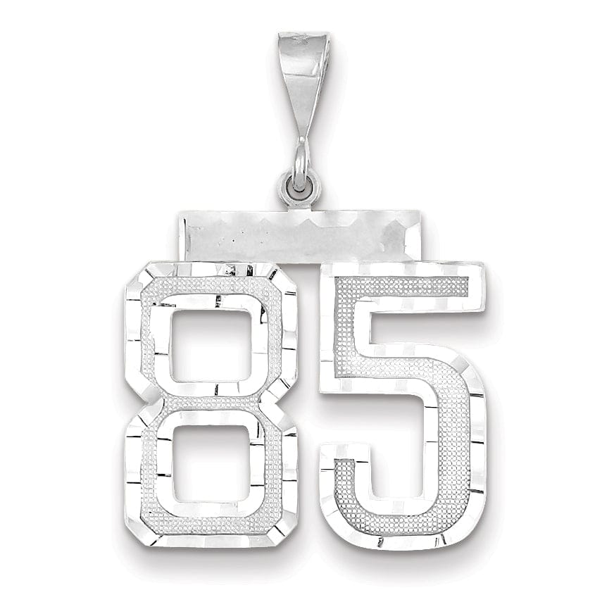 14k White Gold Diamond Cut Finish Large Size Number 85 Charm Pendant