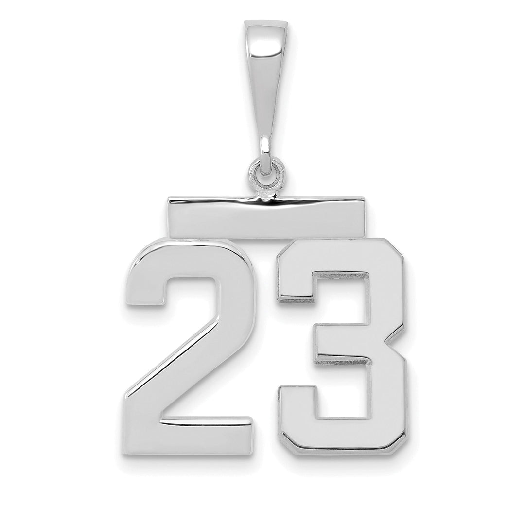 14k White Gold Polished Finish Medium Size Number 23 Charm Pendant